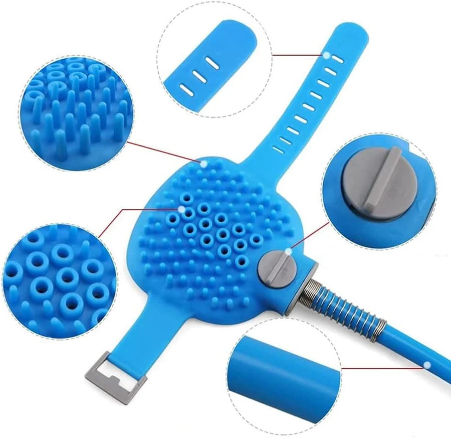 Ducha masajeadora para baño de mascotas + limpiador de patas de regalo
